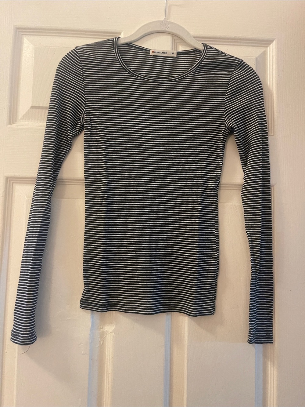 Marine Layer Black and White Striped Long Sleeve Top